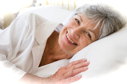 Senior woman just woke up from a good night's sleeping