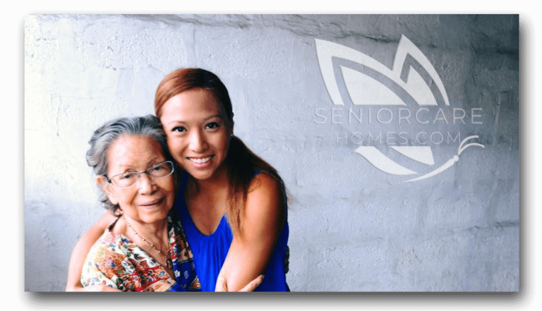 Kate Allado, Co-Founder of SeniorCareHomes.Com hugging her Grandma